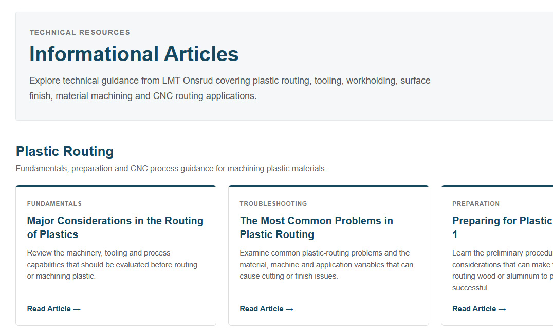 LMT Onsrud technical articles